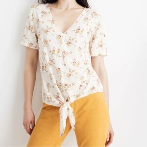 Madewell Floral Tie-Front Top
